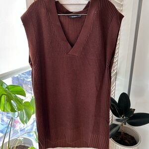 Brown Sleeveless Knit Sweater dress